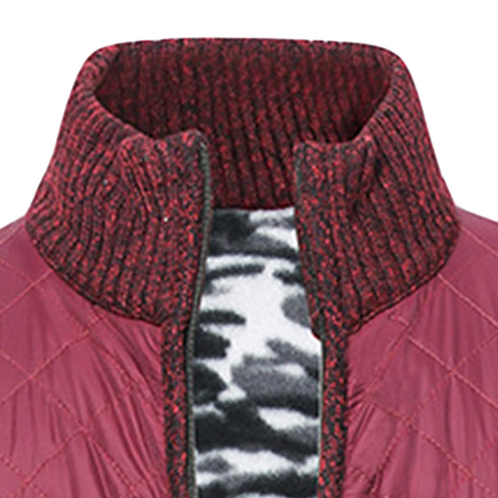 Men Full Zip Casual Knitted Cardigan Slim Color Block Fleece Lined Sweaters Stand Collar Winter Warm Thick Sweater (Red,Medium)