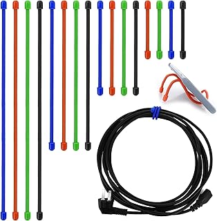 Silicone Twist Ties, 16pcs Steel-Core Rubber Gear Ties Twist Ties Reusable Twist Ties Bendable Cable Ties for Cords Wire,All Purpose Steel Twist Ties Gear Ties Organizer (3/5/8/12 Inches)