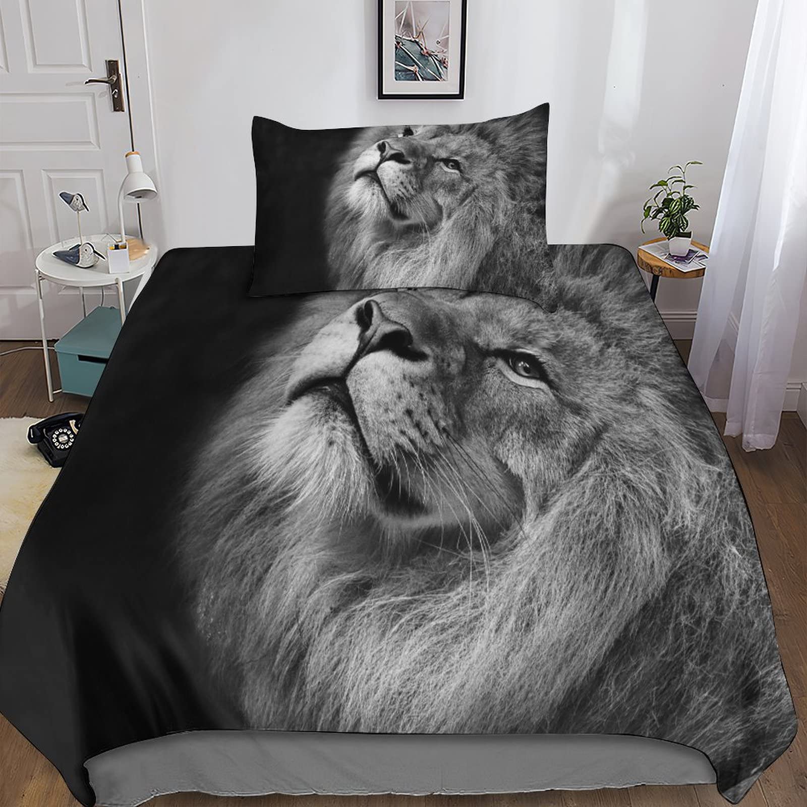 Housse de couette Le Roi Lion anti-plis avec fermeture éclair pour lit simple
