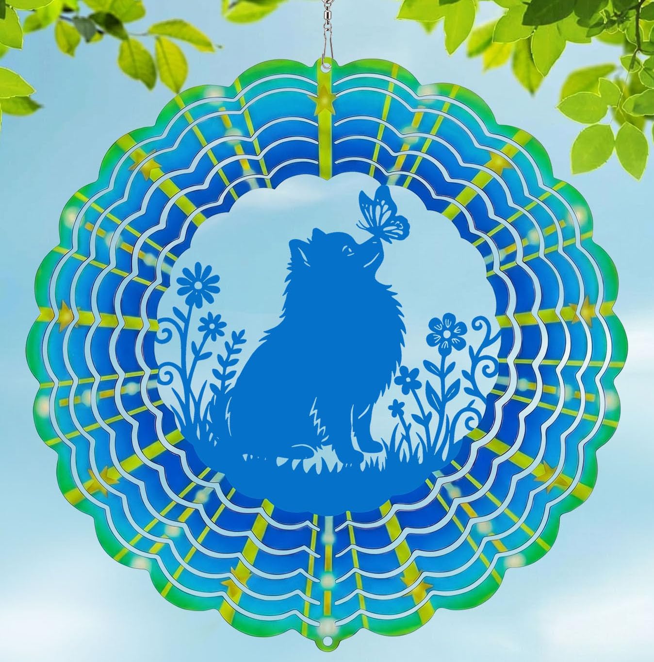 Pomeranian Wind Spinners for Dog Lover, Decorative Garden Wind Catchers