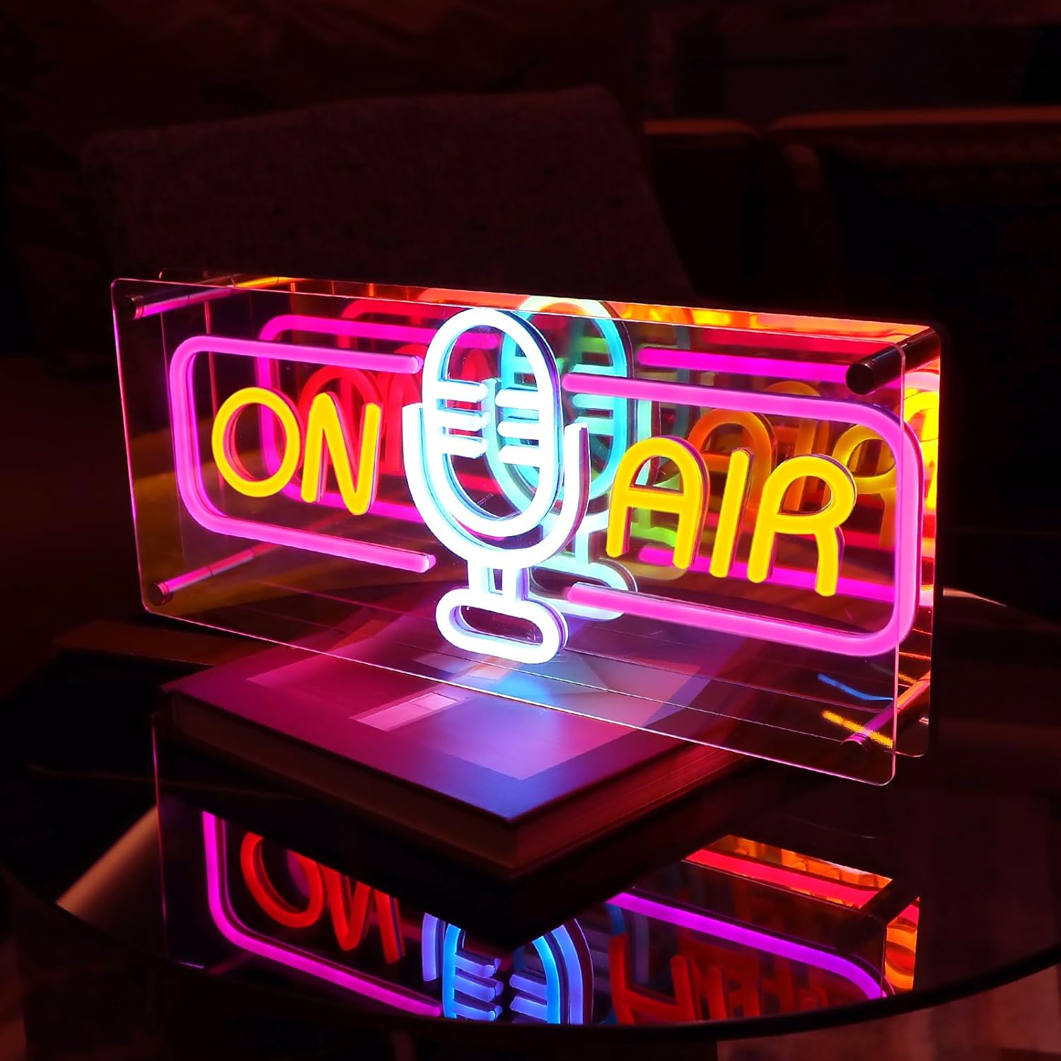 ATOLS On Air Neon Sign for Wall Decor, USB Powered On Air Led Rainbow Night Light Sign, Recording Light Sign for Live Room, Game Room, Broadcasting Room, Music Studio