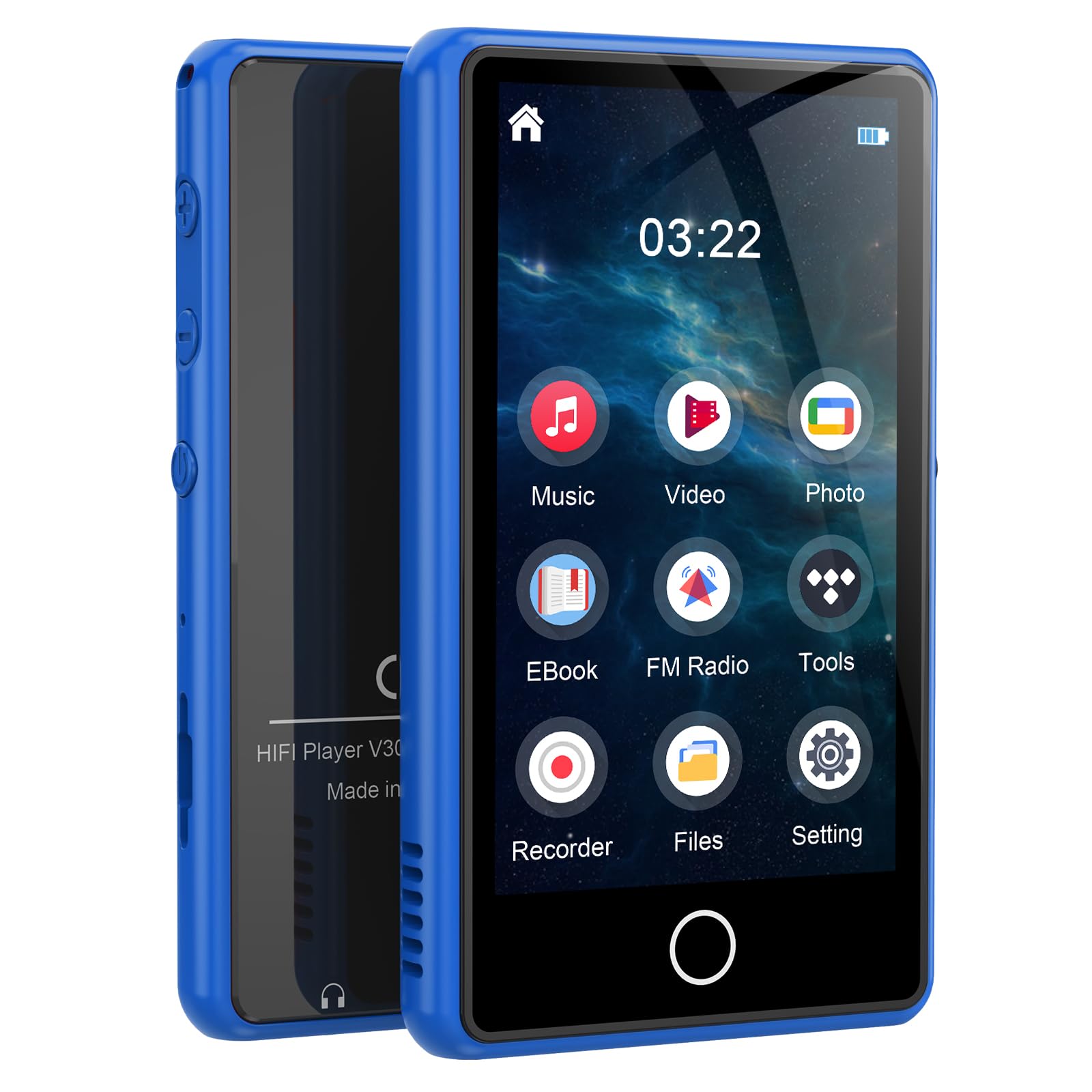 Lettore MP3 per bambini, 80 GB, Bluetooth, lettore MP3, lettore musicale digitale, audio HiFi, formato video completo, lettore MP3 e MP4 con altoparlante, radio FM, registratore vocale, ripetizione