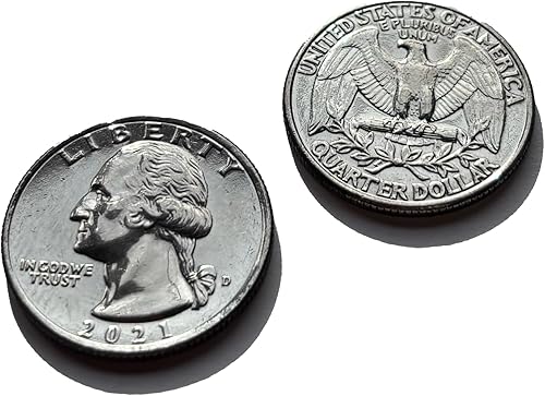 Ted's Sterling Magic Monedas de cuarto de doble cara genuinas de Estados Unidos con instrucciones para trucos de magia (2 monedas, 1 cabeza doble y