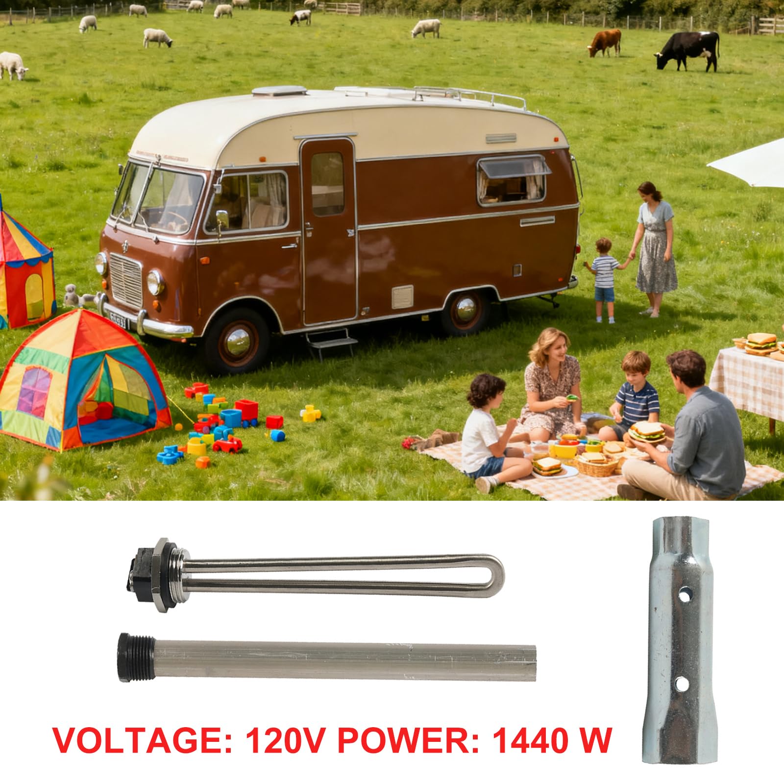 Set di ricambio per riscaldamento rapido 520900 520789 per scaldabagno elettrico per camper, include asta anodo e scaldabagno