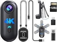 Vista 12 de BOBLOV Mini cámara corporal W4 4K, cámara portátil de 64 GB con clip giratorio de 360° y clip magnético, 120 minutos para grabación, fácil de usar