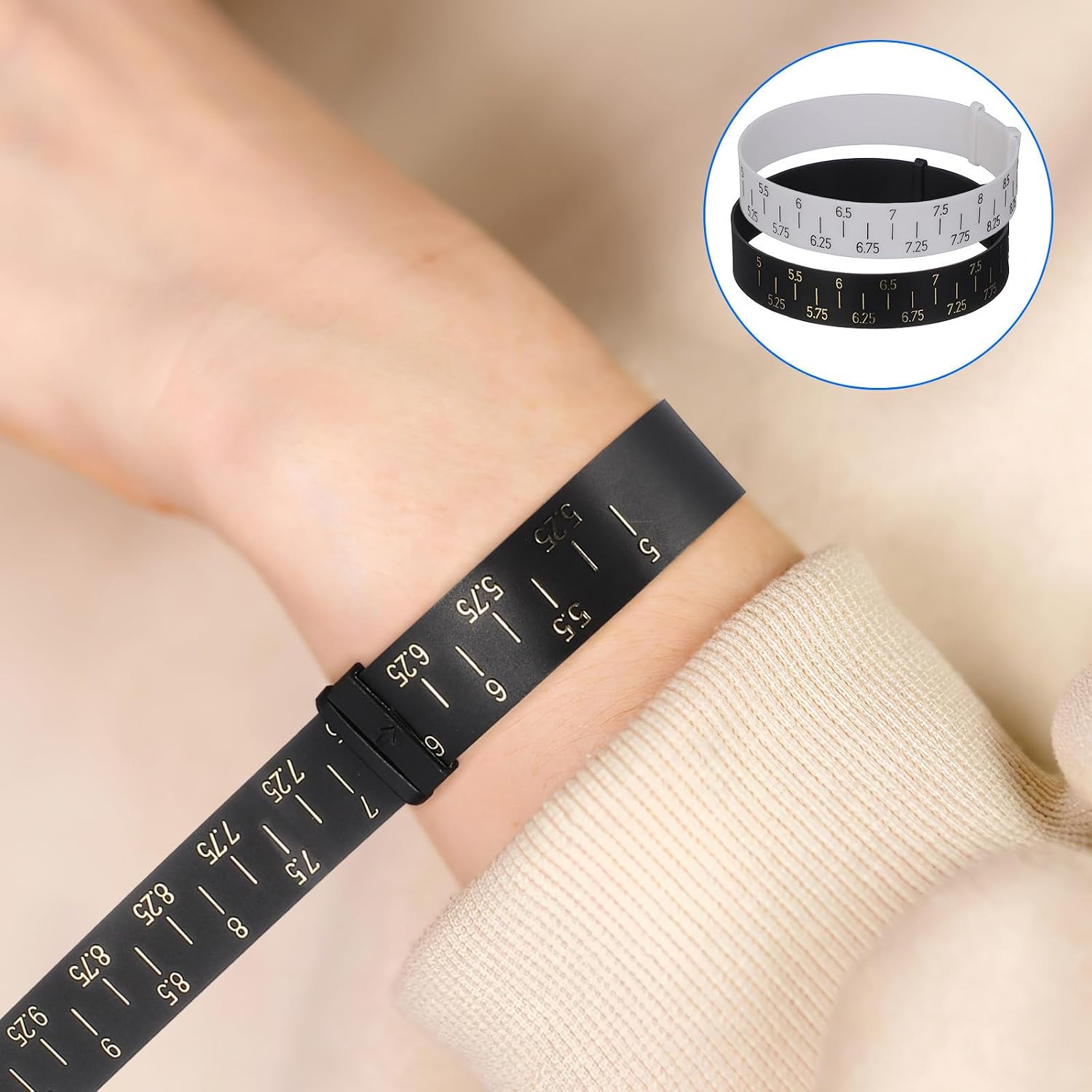 2pcs Bracelet Measuring Sizer Inch Scale Wrist Tool Reusable PU
