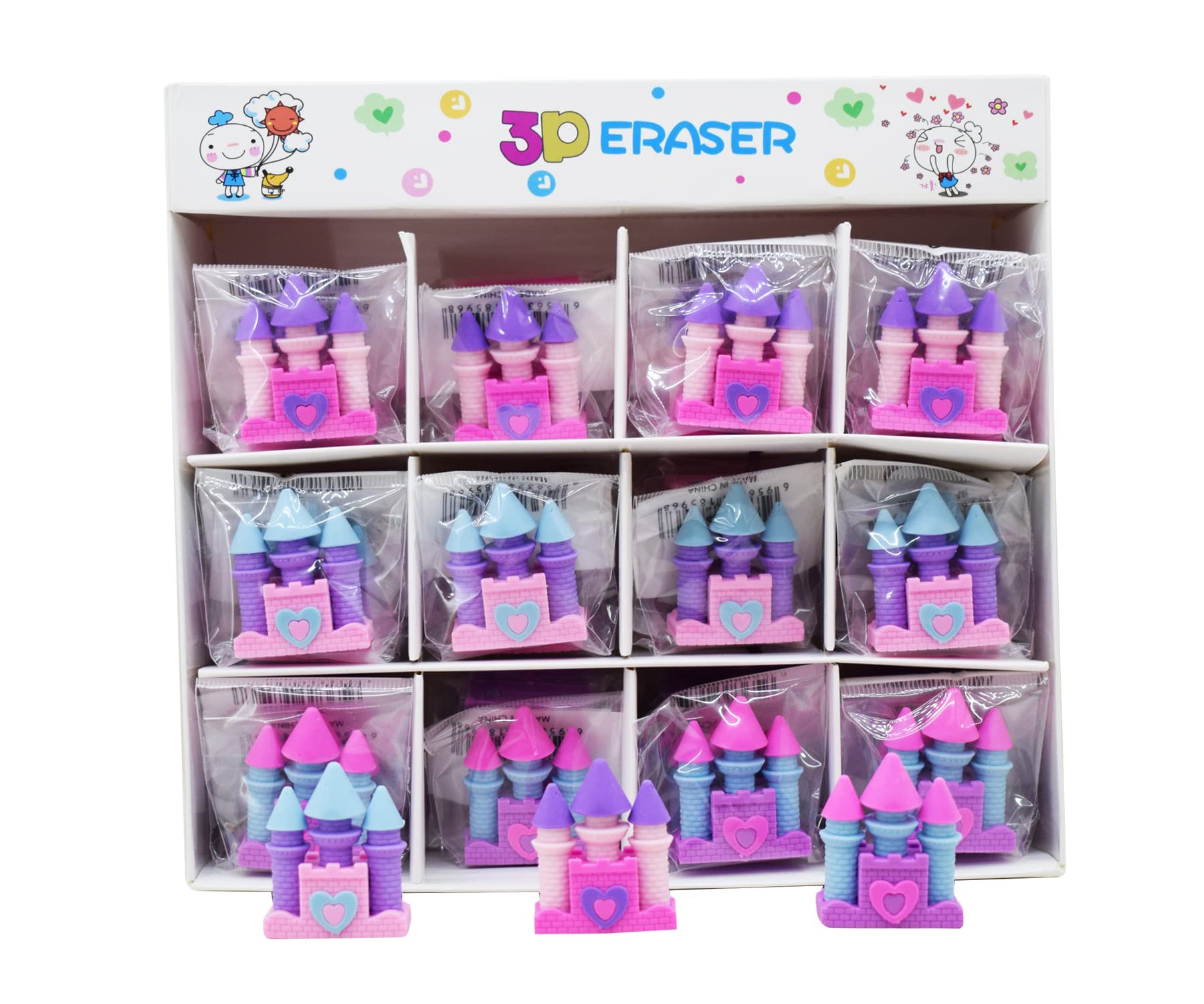 Asera Princess 3D Castle Design Shape Erasers for Kids/Girls Birthday Return Gifts (36 Pcs)