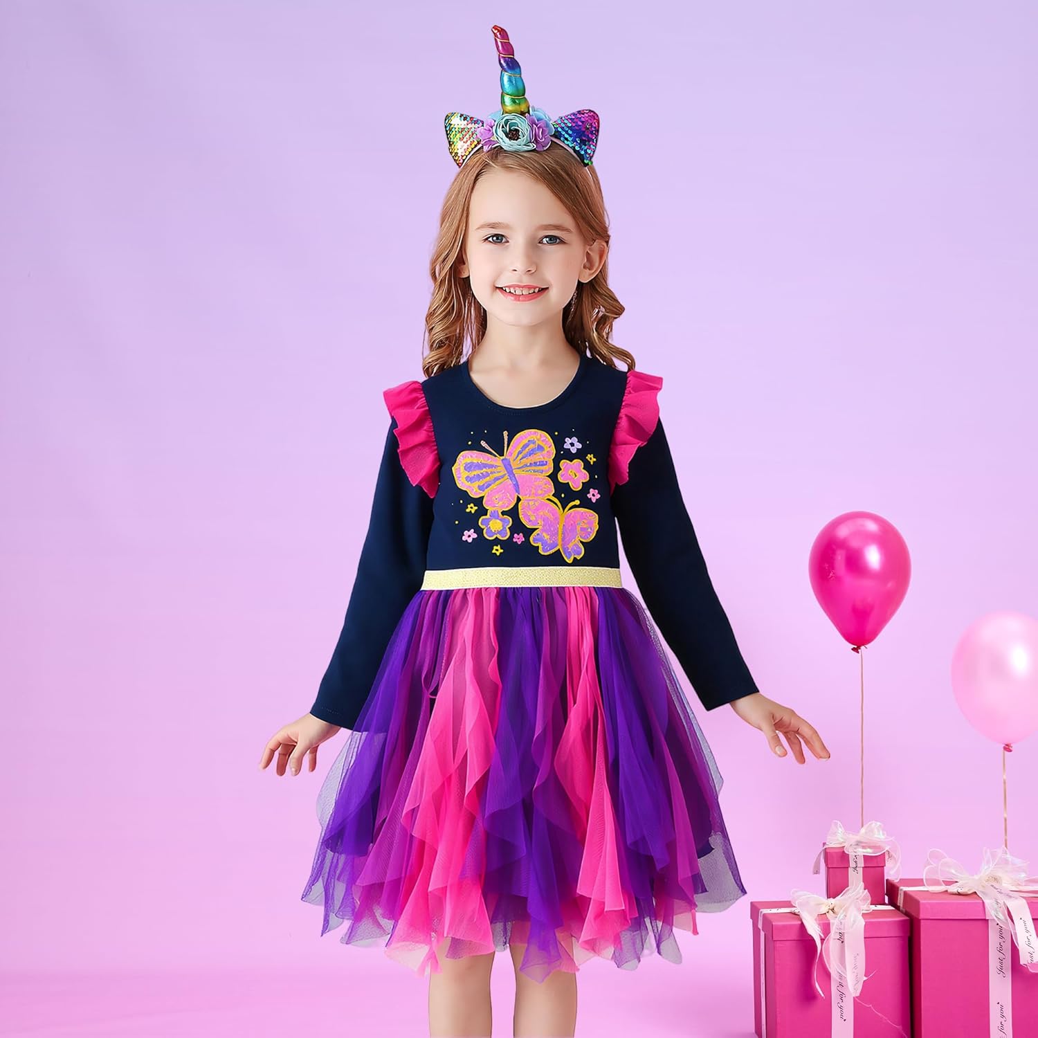 VIKITA Girls Dresses Winter Long Sleeve Party Tutu Dresses for Girls 3-12 Years - Image 2