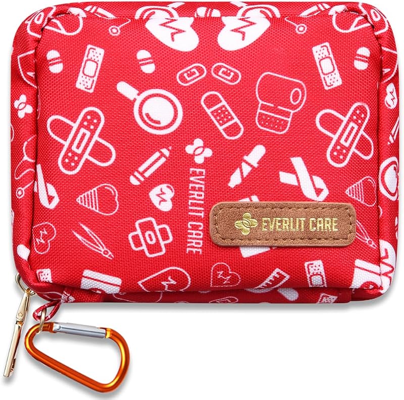 EVERLIT Mini Rescue Pack | 105 Medical Essentials Organized in Portable Storage Bag | Pocket Size Kids First Aid Kit with D Ring | Small Family-Friendly Travel Medical Kits