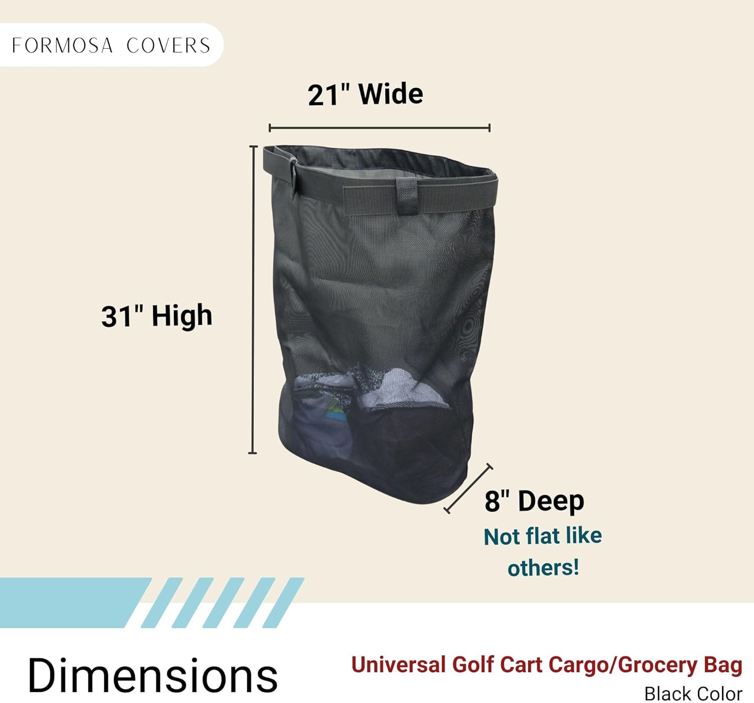 Formosa Covers - Rear Cargo Bag for EZGo Club Car Yamaha - Easy Attach Grocery Shopping Container with Large Capacity - Durable & Reusable Golf Utility Storage Mesh Bag - Golf Cart Accessory