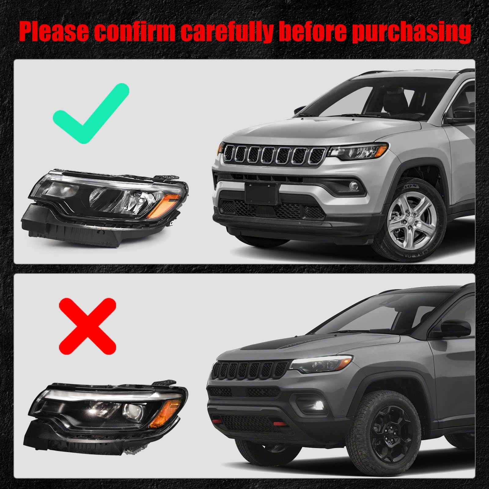 Huray Headlight Assembly for Jeep Compass 2022-2025 [LED High/Low