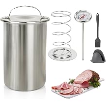Deli Meat Press Mold with Thermometer, Stainless Steel Lunch Meat Press Mold, Ham Maker Meat Press Tool with Silicone Brush&Mittens, for Making Homemade Healthy Delimeat, Lunchmeat