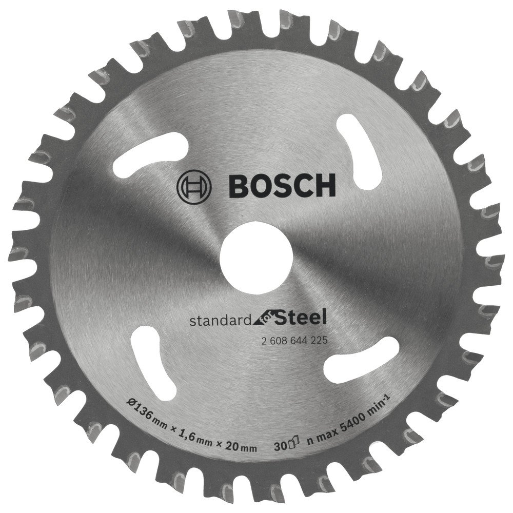 Bosch Professional Kreissägeblatt 'Standard for Steel' (für Stahl, Eisenhaltige Metalle, Ø 136 x 20 x 1.6 mm; 30 Zähne, Zubehör Kreissägen)