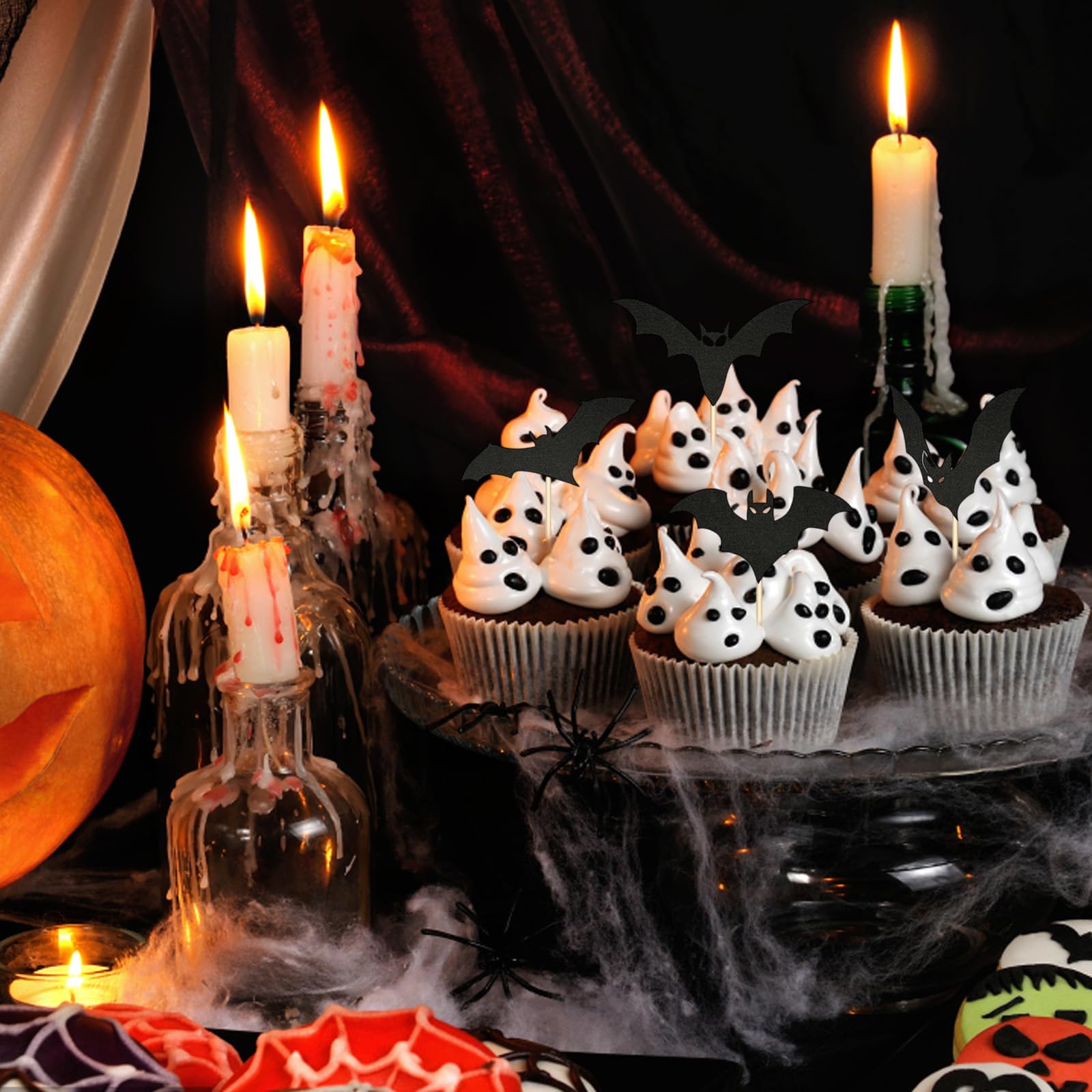 Halloween Zuckerfiguren Set 6er Fledermaus, Kürbis & Katze