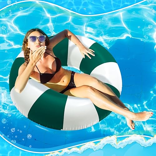 Miniatura 6 de 47.24 Inch Jumbo Inflatable Pool Floats Blue and White Striped Pool Rings Swimming Inflatable Tube for Adult Women Summer Beach Bachelorette Wedding