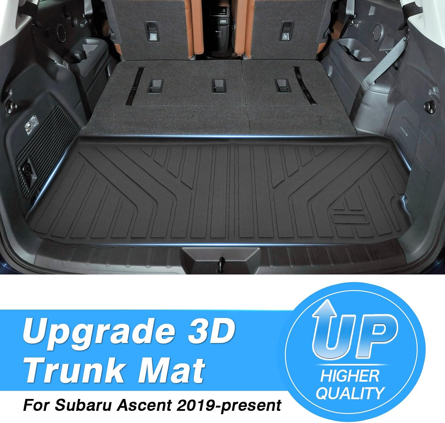 Powerty Cargo Mat Compatible for Subaru Ascent 2019-2025 2026 Accessories All Weather Cargo Liner TPE Rear Trunk Mat