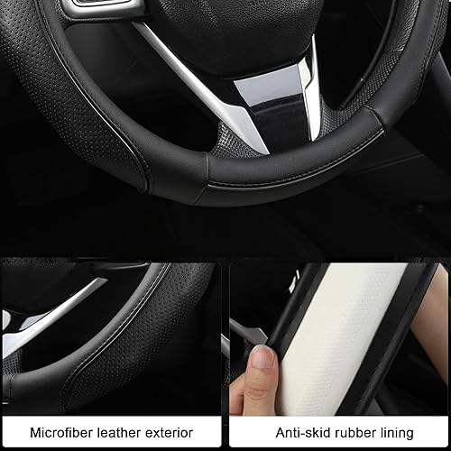 Miniatura 55 de West Llama Cubierta personalizada del volante del coche del coche para Honda (negro)