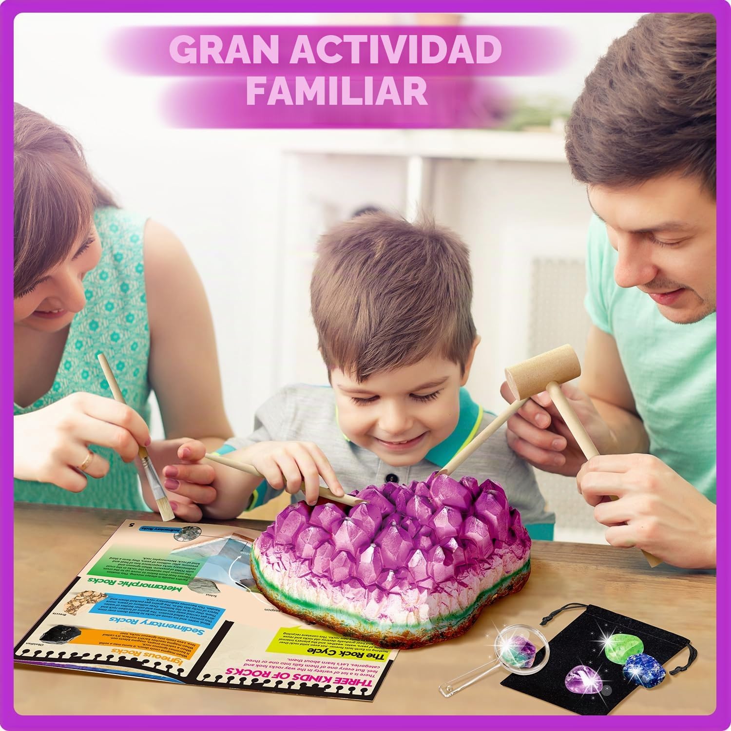 Kit de Excavación Jumbo de Gemas, Piedras Preciosas para Excavación y Colección, Exploración Minerales Regalo para Niños Niñas 6-12 Años