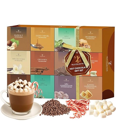 Hot Chocolate Gift Set - Flavoured Hot Chocolate Sachets, 12 Pack Hot Chocolate Gifts For Women Men Kids Adults, Gifts for Women, Men, Christmas Gifts For Men, Women, Gifts for Kids