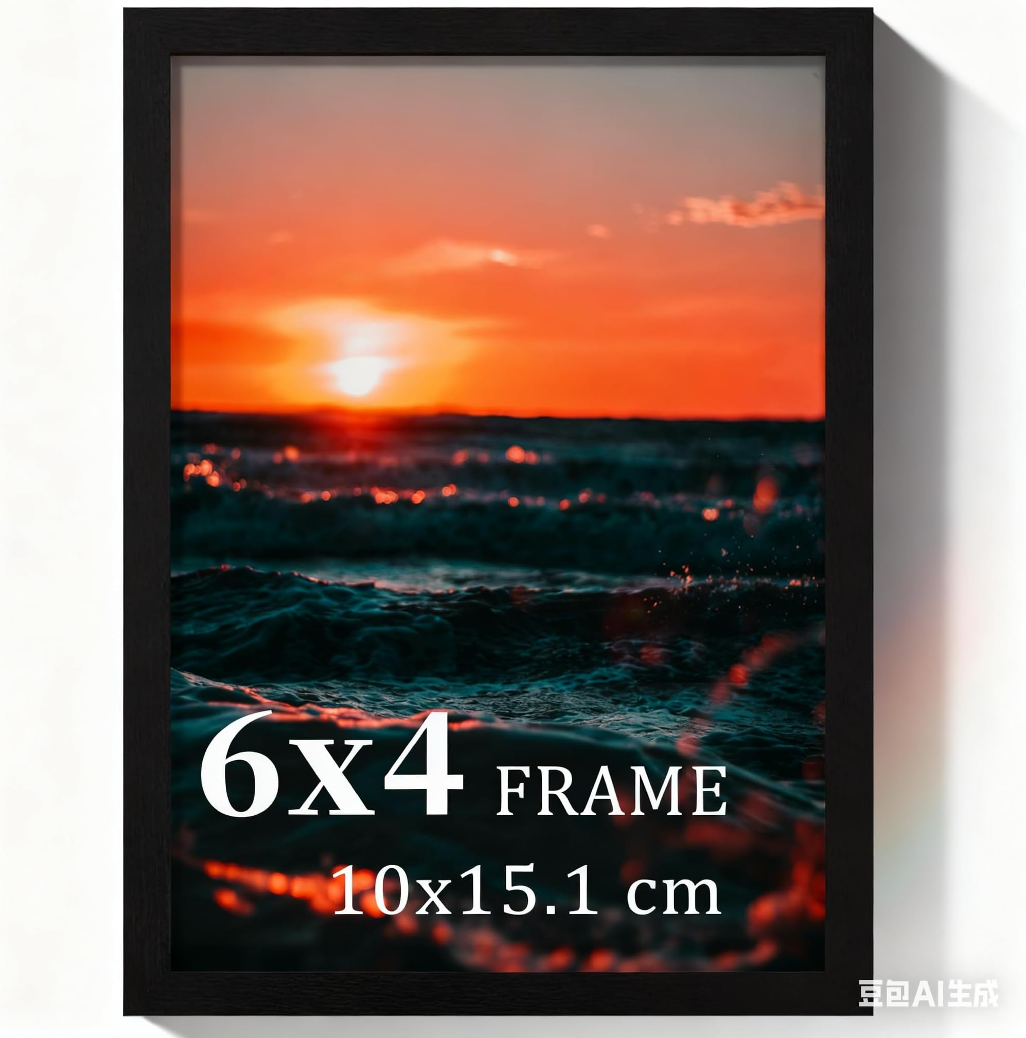 Picture Frame, Versatile Wooden Photo Frame, 4x6 Inch (10.1x15.2 cm) with Safe Perspex Front & Wall Hanging Hooks- For Display, Landscape or Portrait Orientation Wall-Mount & Desk Stand