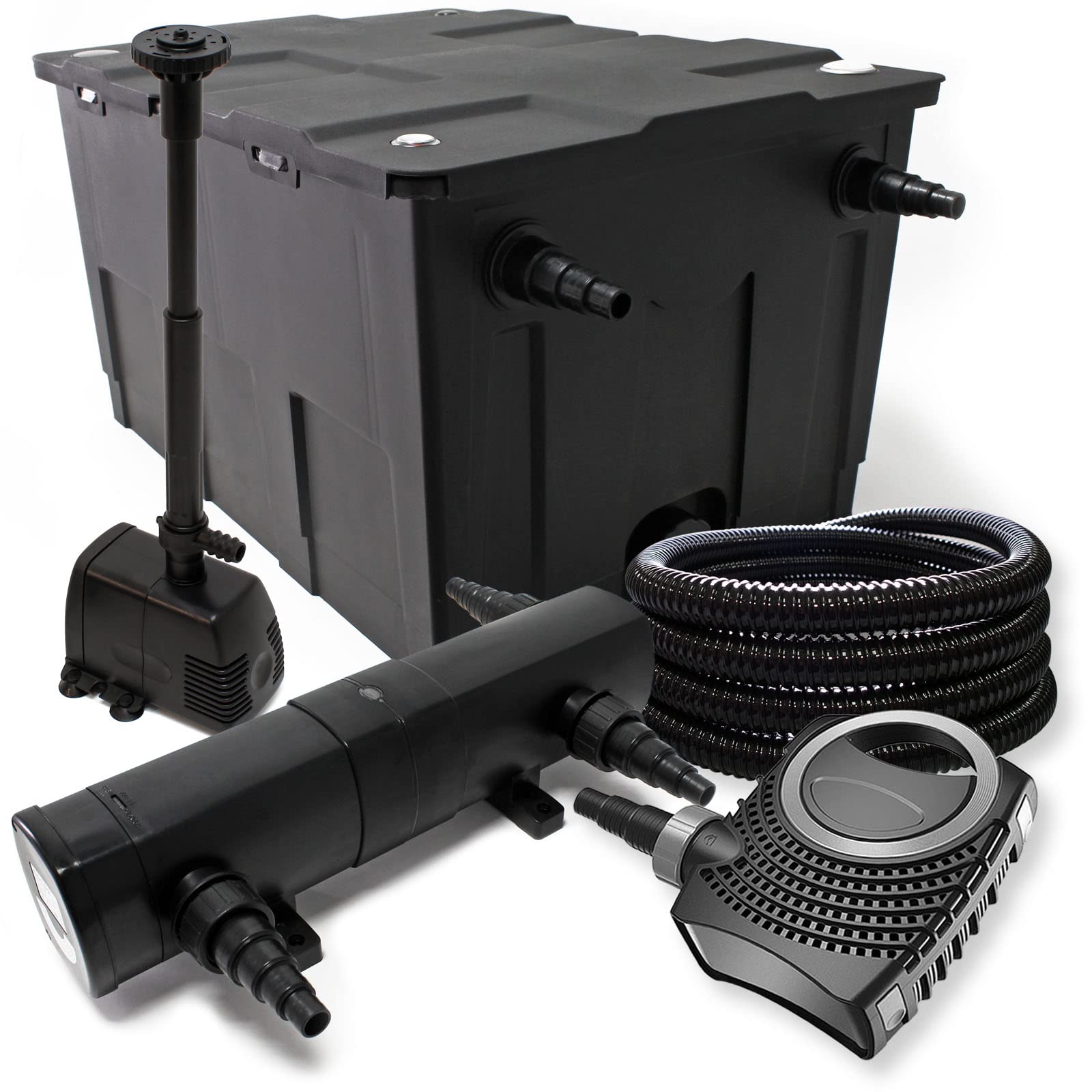 Bio Teichfilter 60000l Filter Set mit SuperEco Pumpe, 36W UVC Klärer und Fontänenpumpe