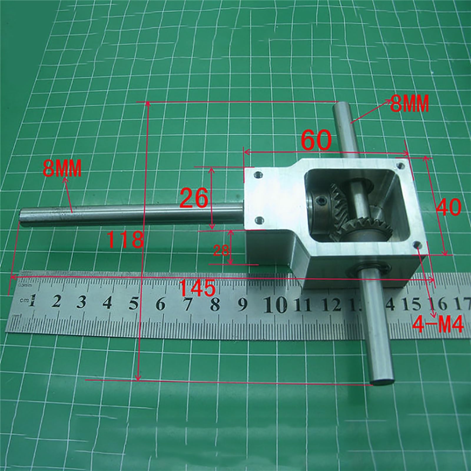 miter transmission 1pcs Dual Shaft 8mm 10mm Bevel Gearbox 1:1 Transmission 90 Degree Bevel Gearbox Angle Steering Gearbox Speed Reducer Commutator pinion mechanical (Color : 8mm shaft)