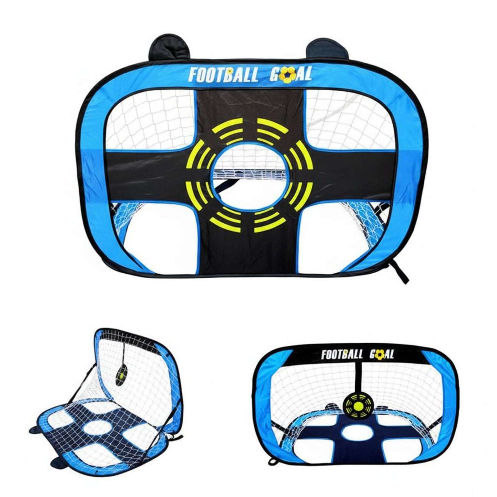 Kids Training Goal Foldable Football Net Snap-Loaded Soccer Goal for Toddlers, Outdoor, Backyard, Park, Blue, Ears 3-in-1-image-28