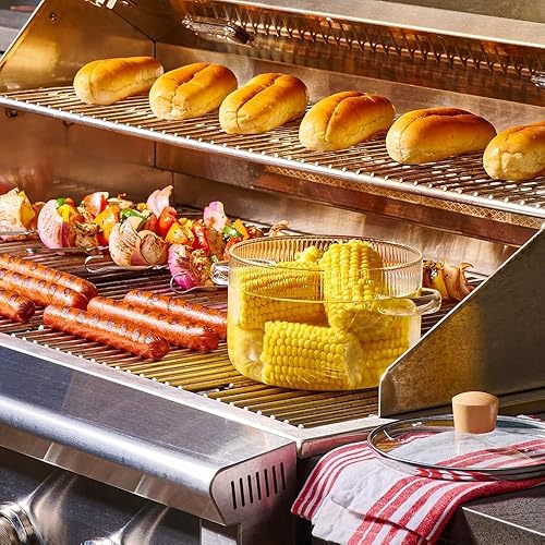 Miniatura 3 de Olla de cocina de vidrio acanalado con tapa  Juego de utensilios de cocina de vidrio de borosilicato resistente al calor de 1.5L  Olla a fuego lento