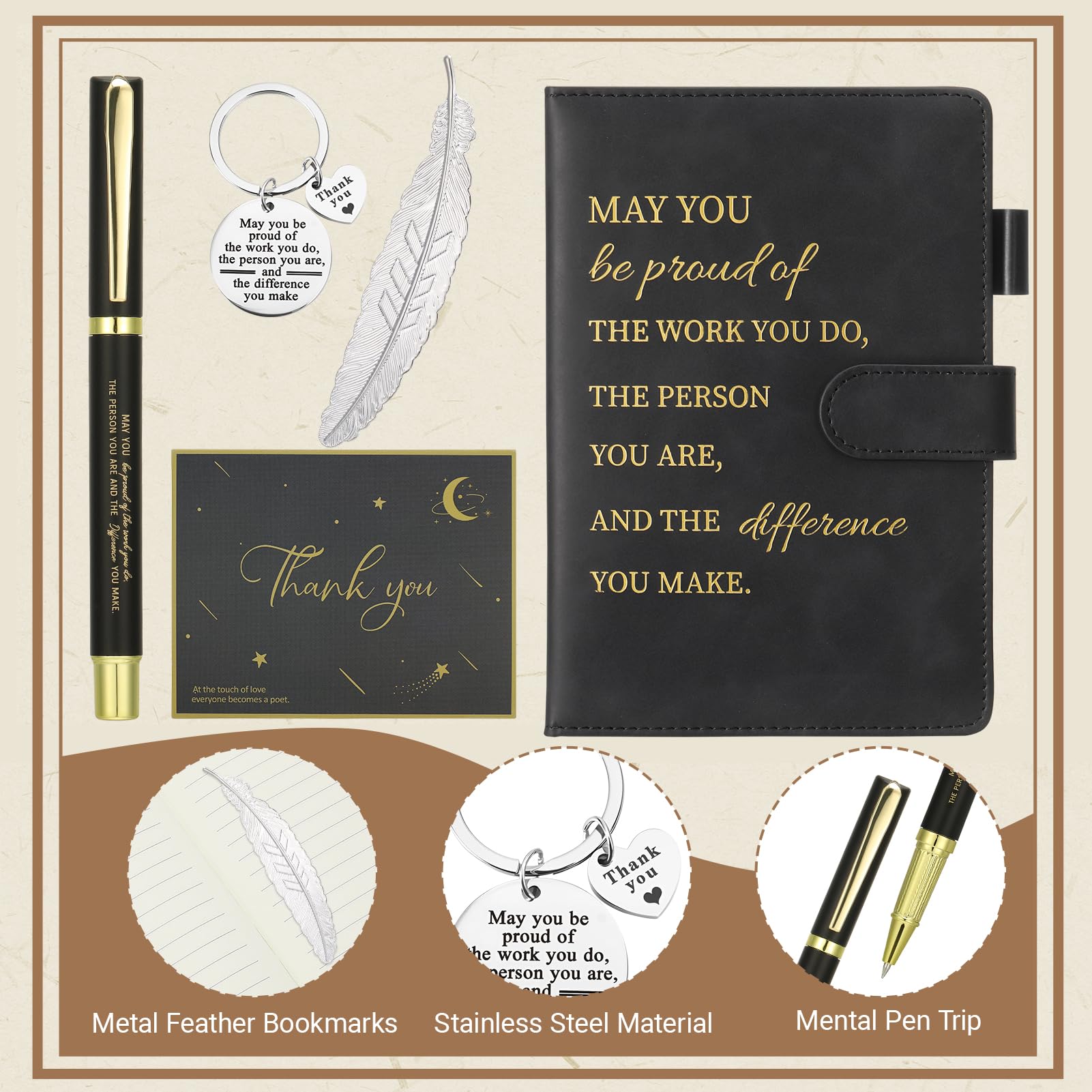 Candcamp Thank You Gifts for Women Inspirational Notebook and Pen Set Leaving Gifts for Colleagues Women New Job Gifts for Women Employee Volunteer Teacher(Black) - Image 3