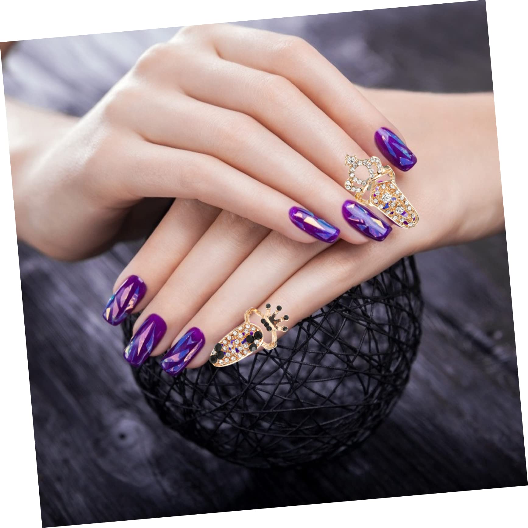 Mikinona Pz anello per unghie ordinare mini anelli per unghie mancia anelli pieni delle dita strass decorazioni unghie decorazioni per unghie Anello creativo gioielli per manicure lega