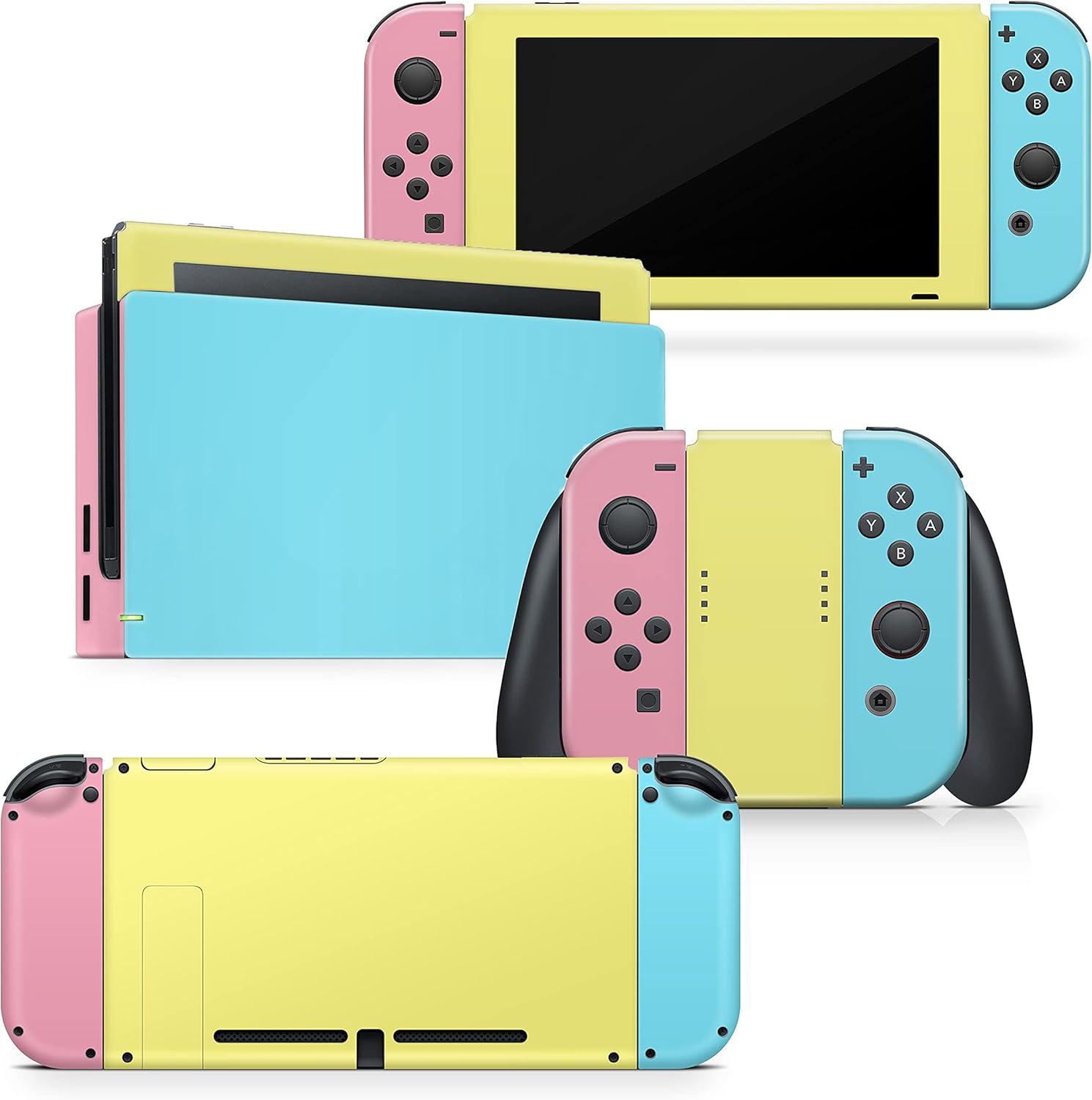 Tacky Design Solid Classic Pastel Skin Compatible with Nintendo Switch Skin Wrap Cover, Colorwave Blocking Skin for Nintendo Switch Stickers, Premium Vinyl 3M Full Wrap Decal.