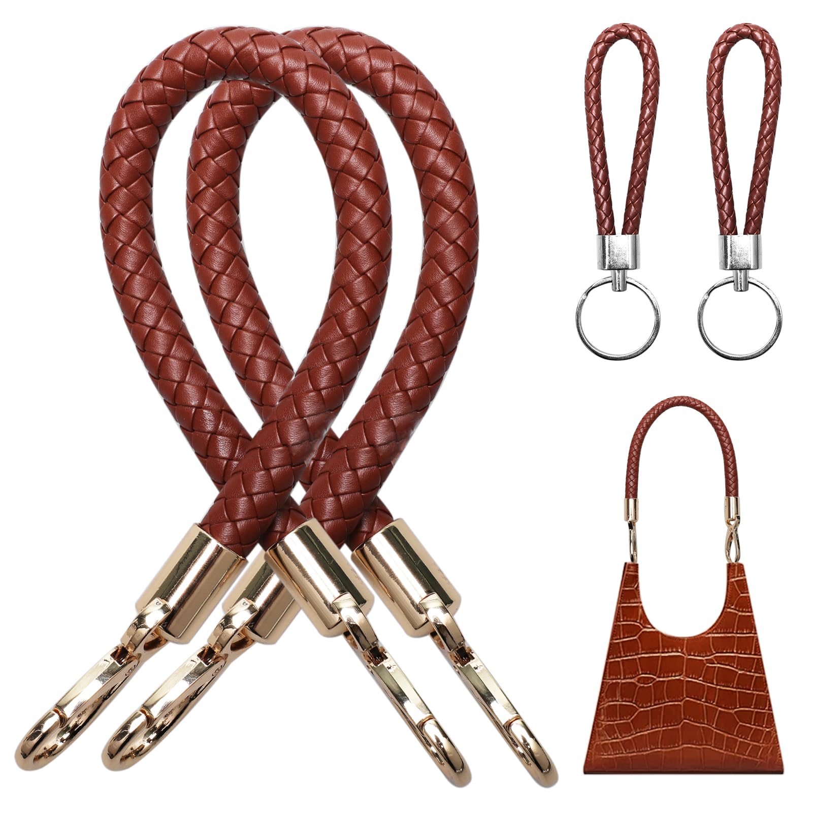 ZKGYUS Leder Taschengriffe 40cm - 2 Stück PU Leder Mit Druckknopf