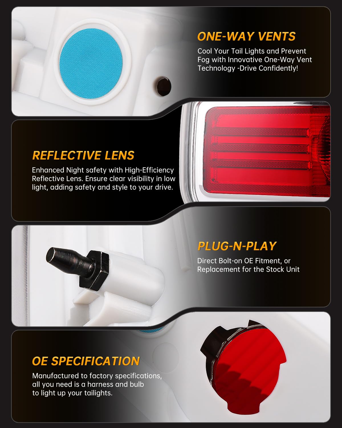 OKLPF Rear Brake Tail Lights Compatible With 2009 2010 2011 2012 2013 2014 Ford F150 F-150 Replace Silver — view 5