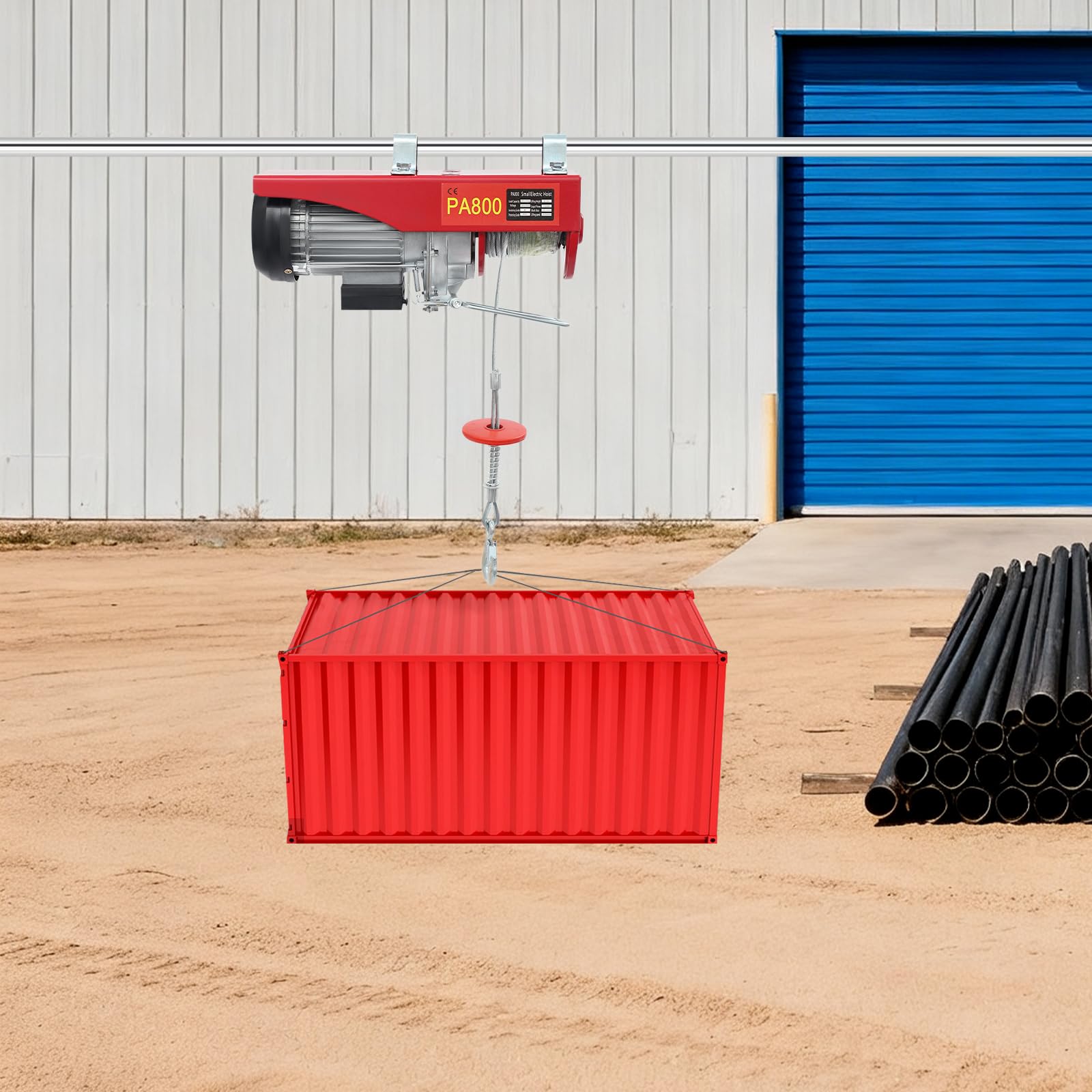 Elektrische Seilwinde, 1300W 800KG Elektrischer Kettenzug Motorwinde