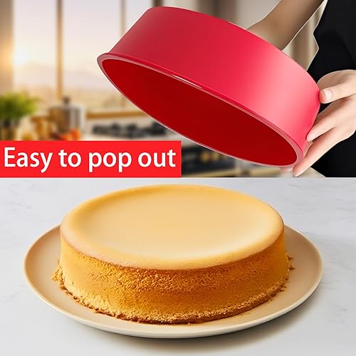 Miniatura 4 de AVIDON Moldes para pasteles de 8 pulgadas, moldes redondos de silicona para tartas de capas, pastel de queso y pastel de chocolate, antiadherentes y