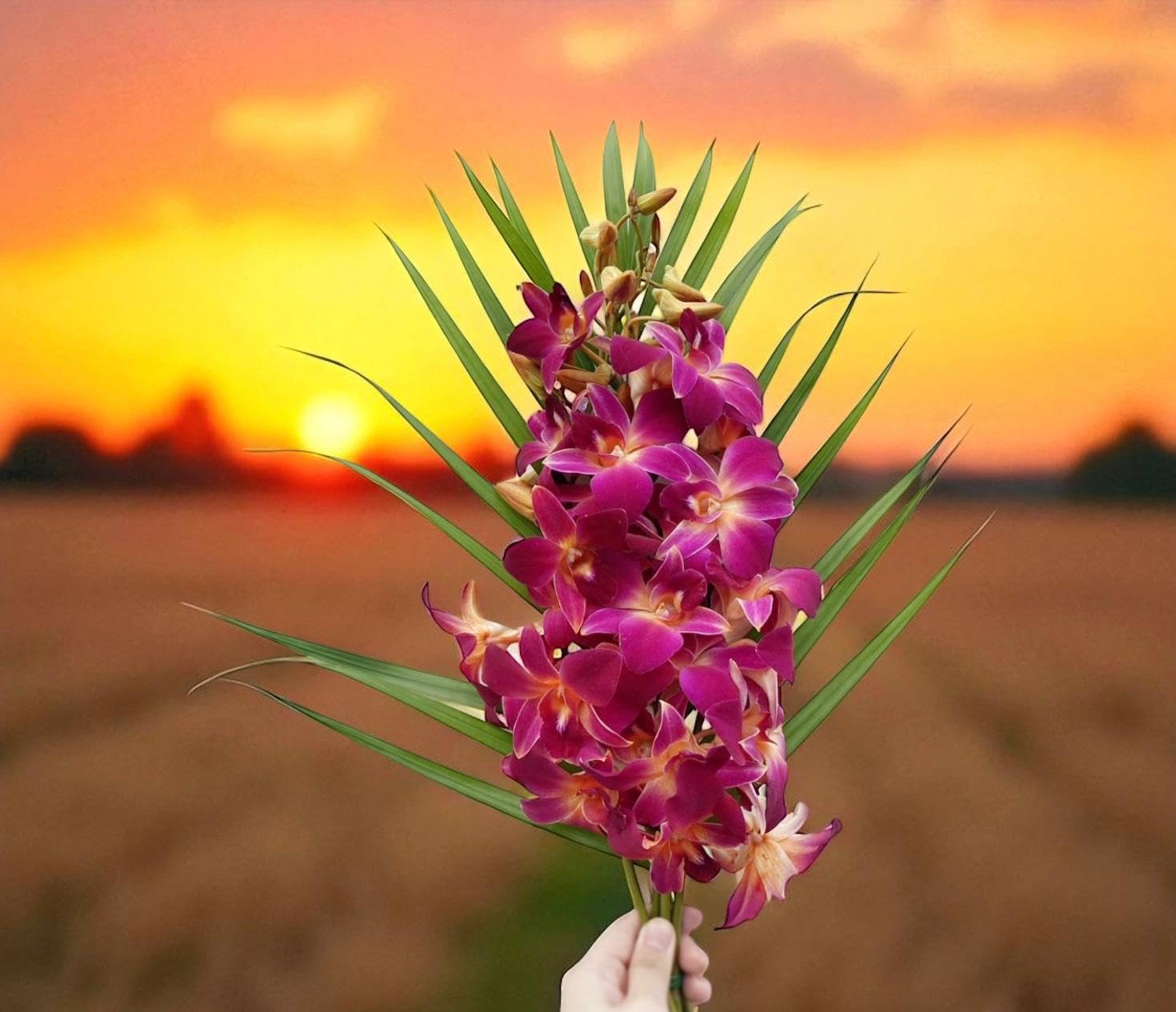 Sunne Tropical OrchidClub USA Fresh Cut Flowers Orchids (10 Stems Dendro Orange)