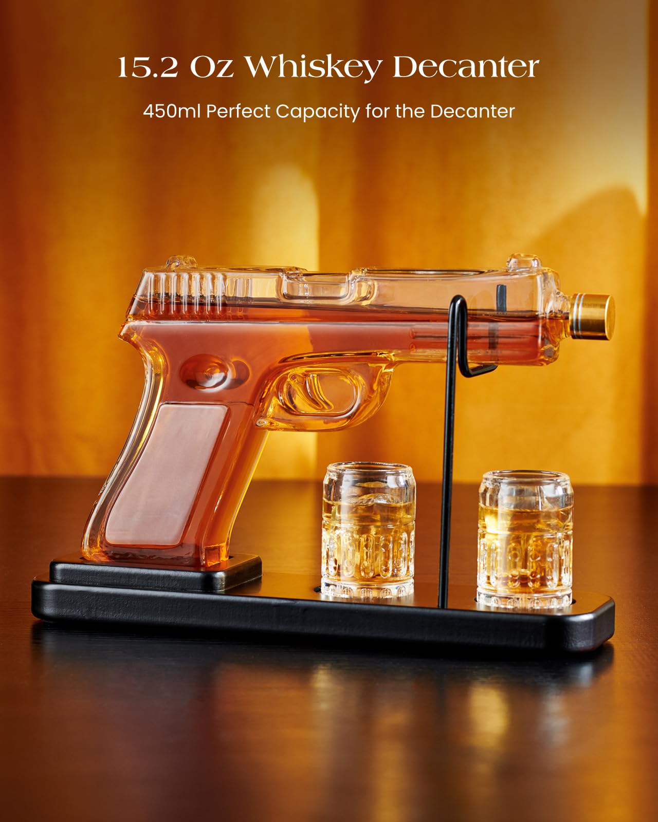 Kollea Set di decanter per whisky da 15 oz e bicchieri da 2 oz, dispenser per liquori Scotch Bourbon, set regalo per uomini e papà, regalo di compleanno, anniversario, San Valentino