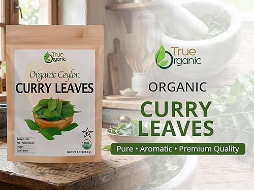 Miniatura 2 de True Organic Hojas de curry de 01 onzas, certificado orgánico USDA, sin OMG, hojas de curry puro de Ceilán prémium