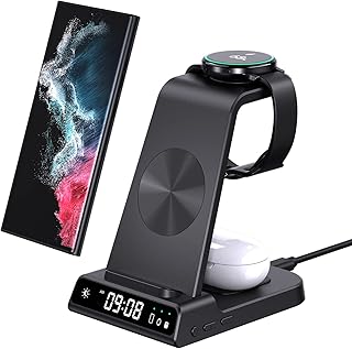 Wireless Charger for Samsung, 3 in 1 Wireless Charging Station for Samsung Galaxy S23 Ultra/S22/S21/S20/Note 20/Z Flip 5/Z Fold 5, Samsung Watch Charger for Galaxy Watch 6/5/4/3, Galaxy Buds 2/Pro/+