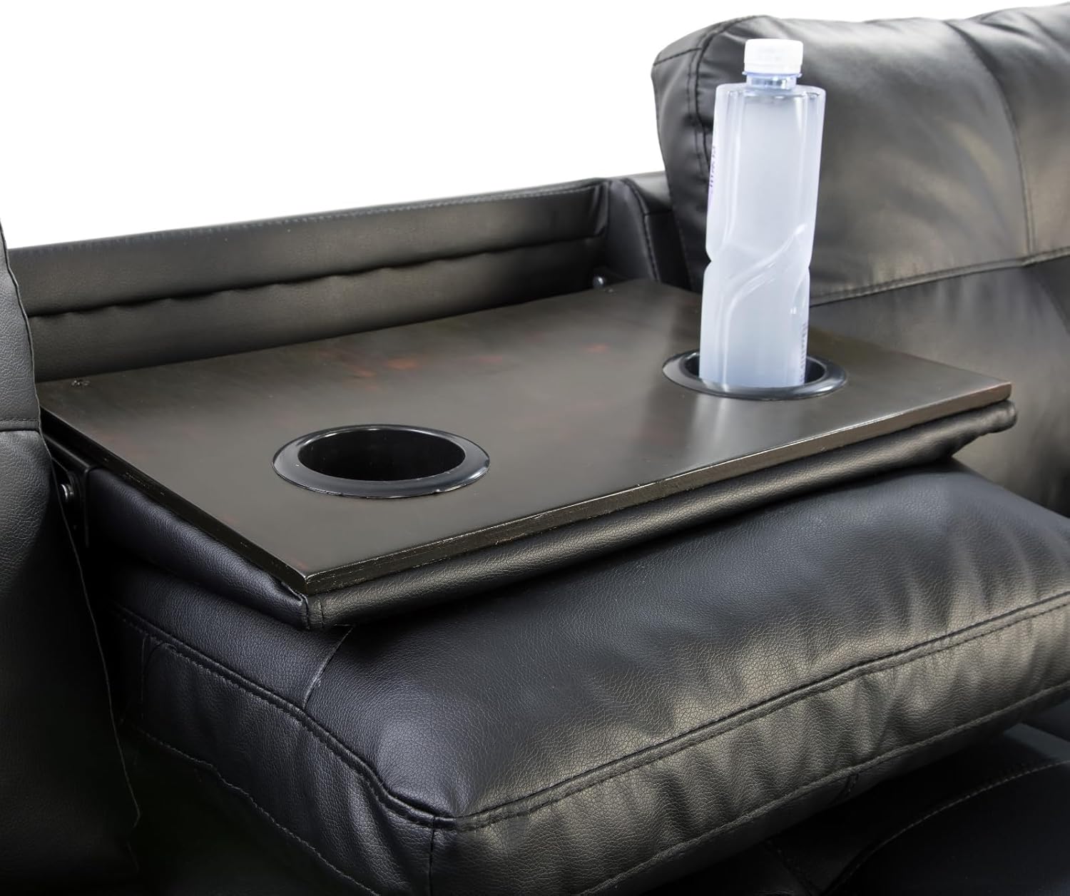 97.5" L-Shape Sofa with Storage Ottoman & Reversible Coffee Table, Leather Sectional Couch with Right Chaise, Modern 3-Piece Sofa Set, Upholstered Couch Set with Solid Wood Frame, Dark Grey