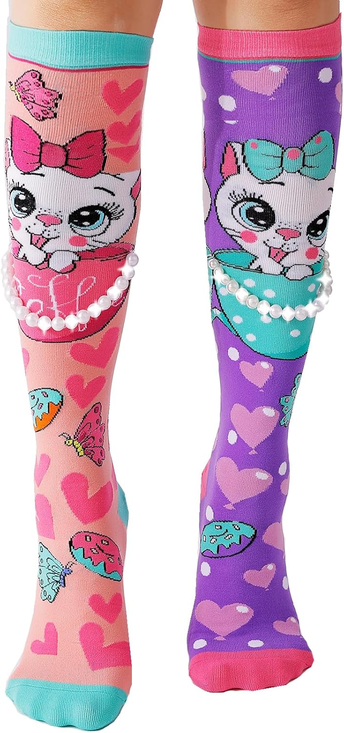 Crazy Socks for Girls Kids Knee High 3D Funny Wacky Mismatched Socks for Crazy Sock Day Novelty Gifts