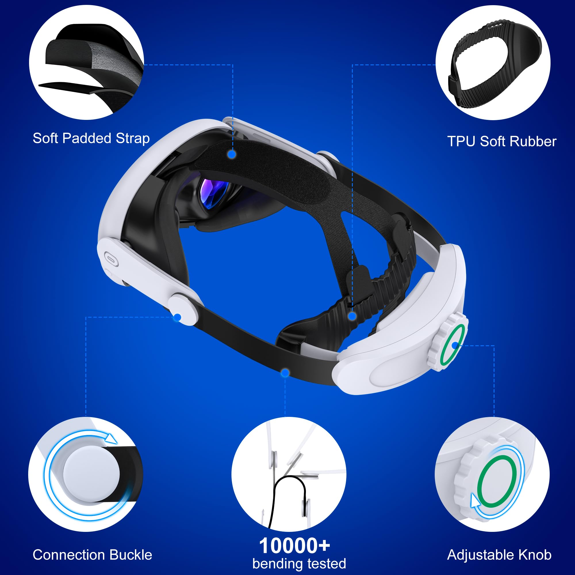 HELLCOOL Headstrap Kompatibel mit Meta Quest 3S/Quest 3/Quest 2 - Head Strap Zubehör für Meta Quest 2/3/3S - Elite Headstrap mit Komfort, Reduzieren Sie Gesichtsstress, Leichtgewicht, Ergonomisch