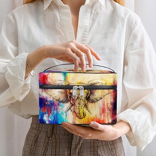 Miniatura 2 de Bolsa de maquillaje grande de elefante para mujer, bolsa de cosméticos de viaje, bolsa de maquillaje portátil para botellas, pinceles, lápiz labial,