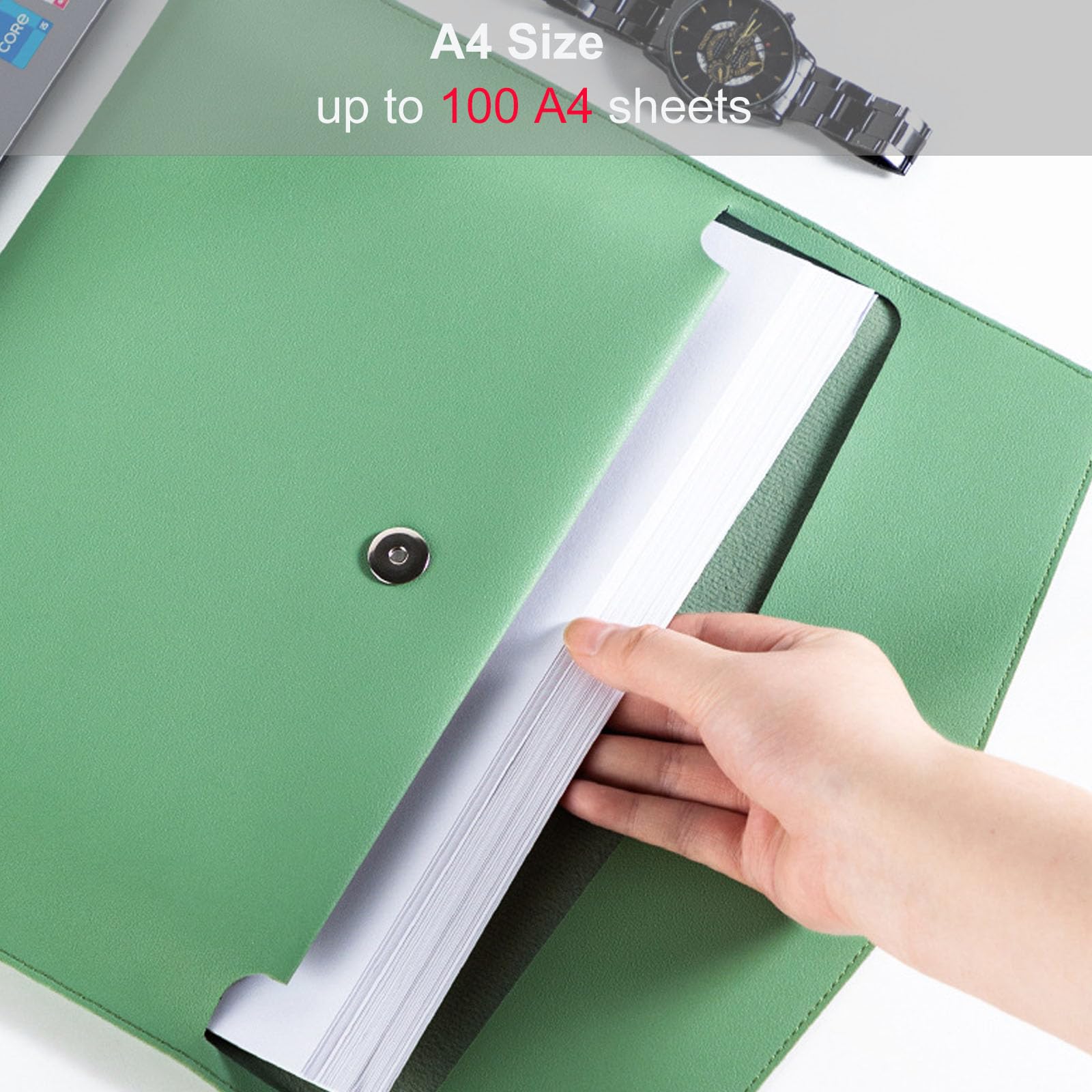 Oaygat 2 pack A4 Faux Leather Envelope Document Multifunction Travel Document Folders Stationery Organizer Folder Bag Portfolio File for Paper Letter File Folder with Snap Closure Stationery Organizer - Image 3