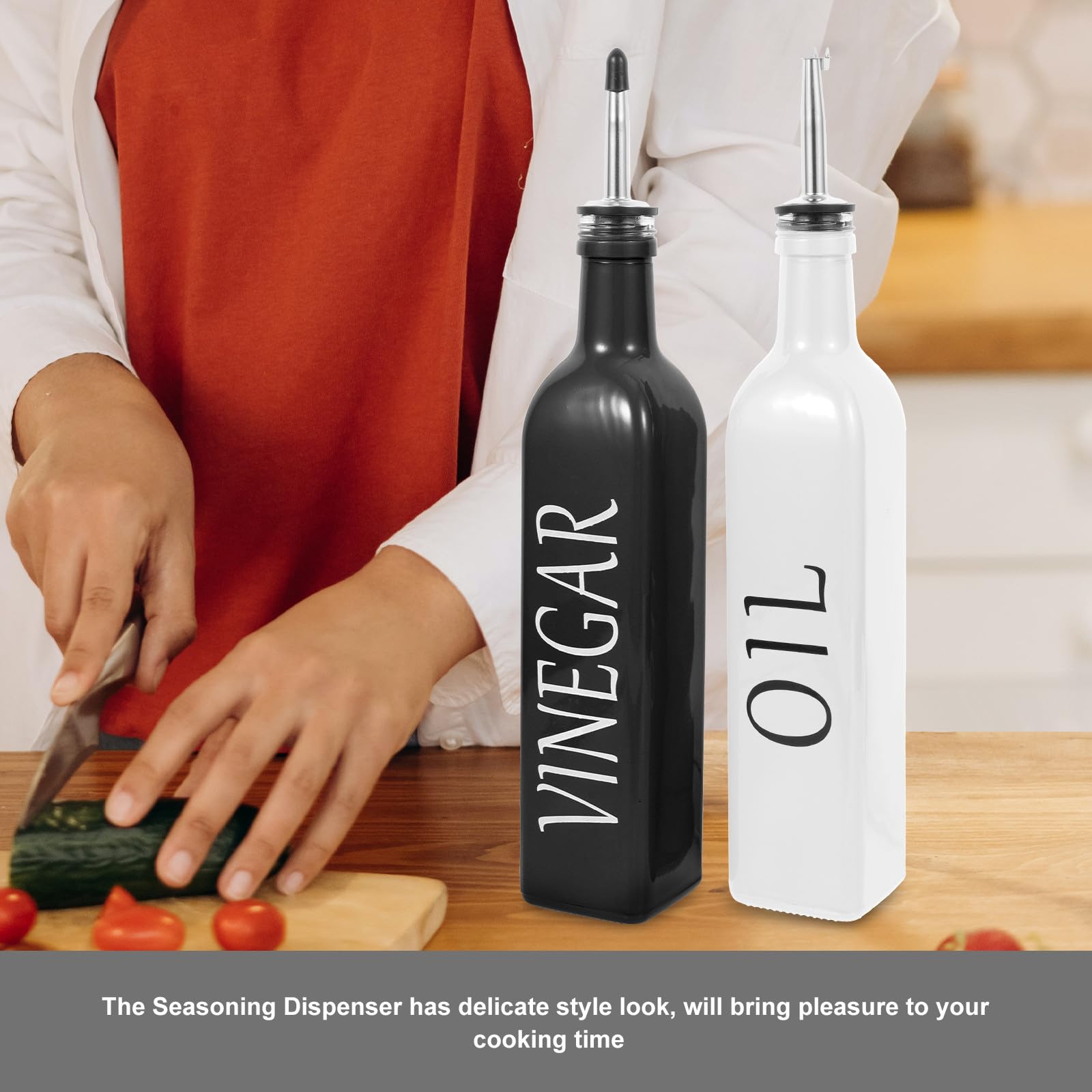 Set di Dispenser per Olio e Aceto in Vetro Dosatore, Design Unico e Stile Raffinato, Multifunzione per Cucina, Mantiene le Spezie Fresche
