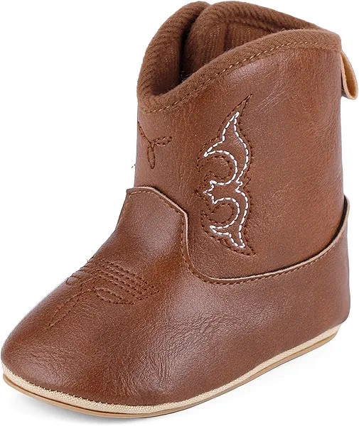 MK MATT KEELY Leather Western Boots Cowboy Bootie Soft Sole Non-Slip Crib Shoes for Baby Infant Toddler Girls Boys Newborn