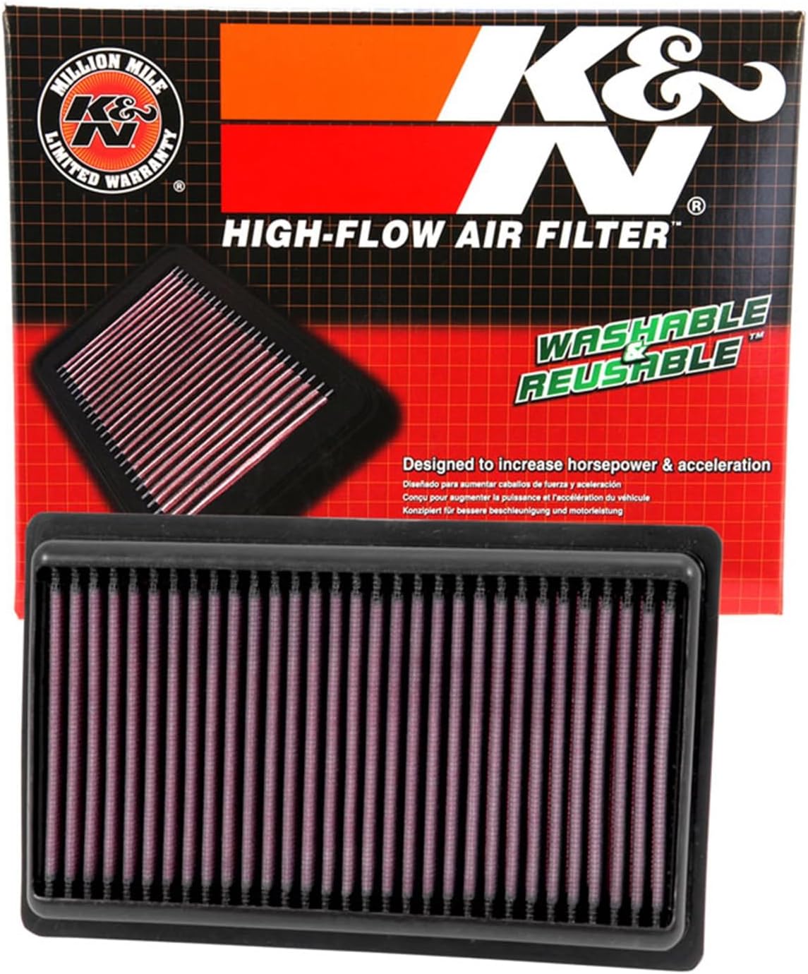 K&N High-Flow Original Lifetime Engine Air Filter: Increase Power: Premium, Washable: Compatible with 2014-2019 INFINITI: Q50, 33-5014