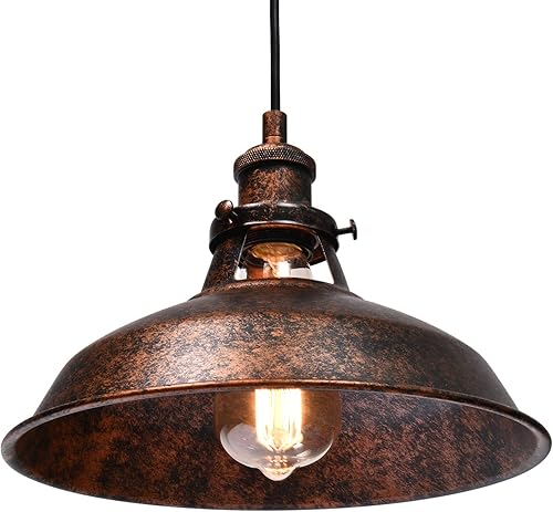 Miniatura 17 de Lámpara Colgante Antigua De Latón Vintage, Lámparas Colgantes De 12 Pulgadas Para Isla De Cocina, Tira De Luz De Techo Colgante Con Sombra De Metal