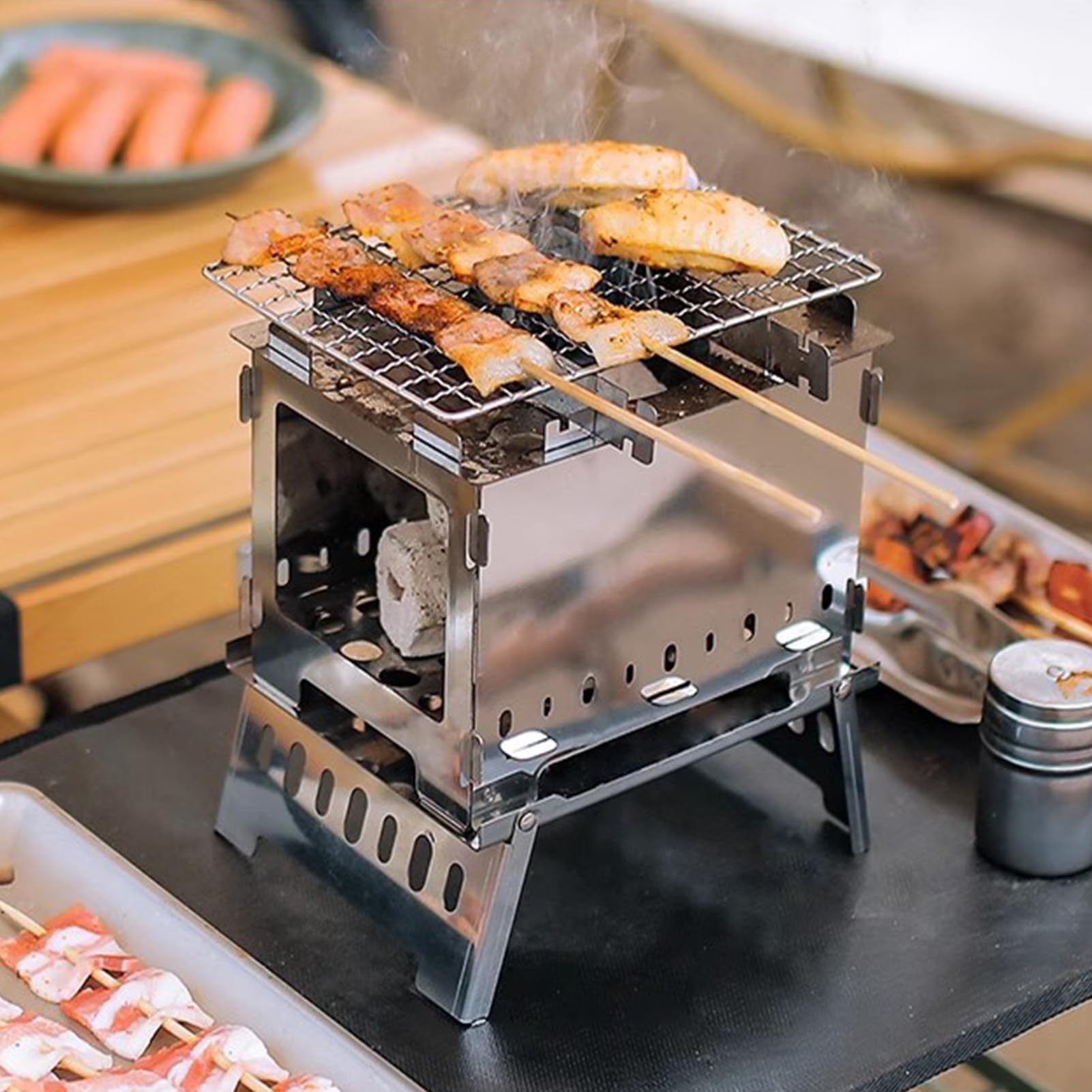 Jeffergarden Réchaud à Bois Léger Et Portable En Acier Inoxydable Pour Cuisine En Plein Air Pique Nique Camping 89566778