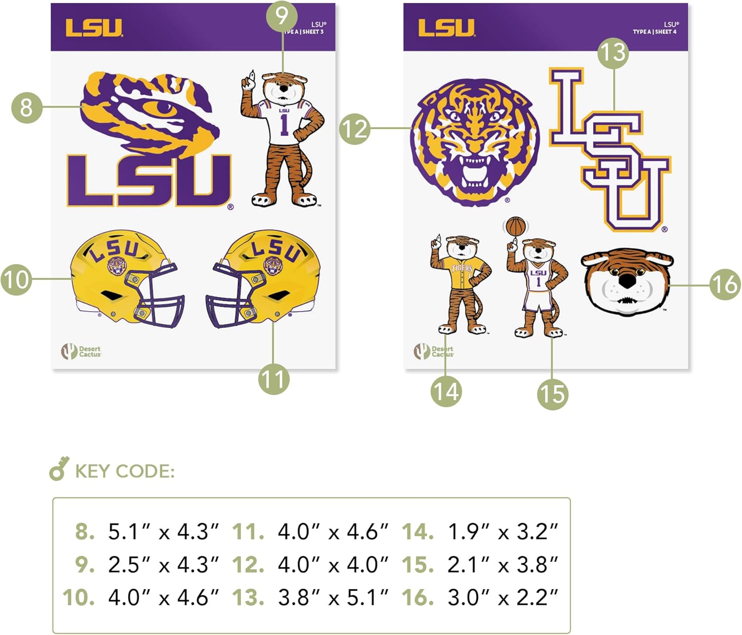 Desert Cactus LSU Louisiana State University Sticker - Tigers Geaux Louisiana State University Vinyl - LSU Tigers Decal Laptop Water Bottle Car Scrapbook (Type A) - Image 4